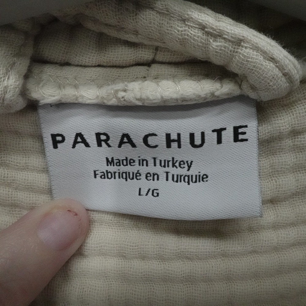 Parachute Robe Womens Large Beige Waffle Weave Tie Waist Lounge Comfort - Picture 4 of 9